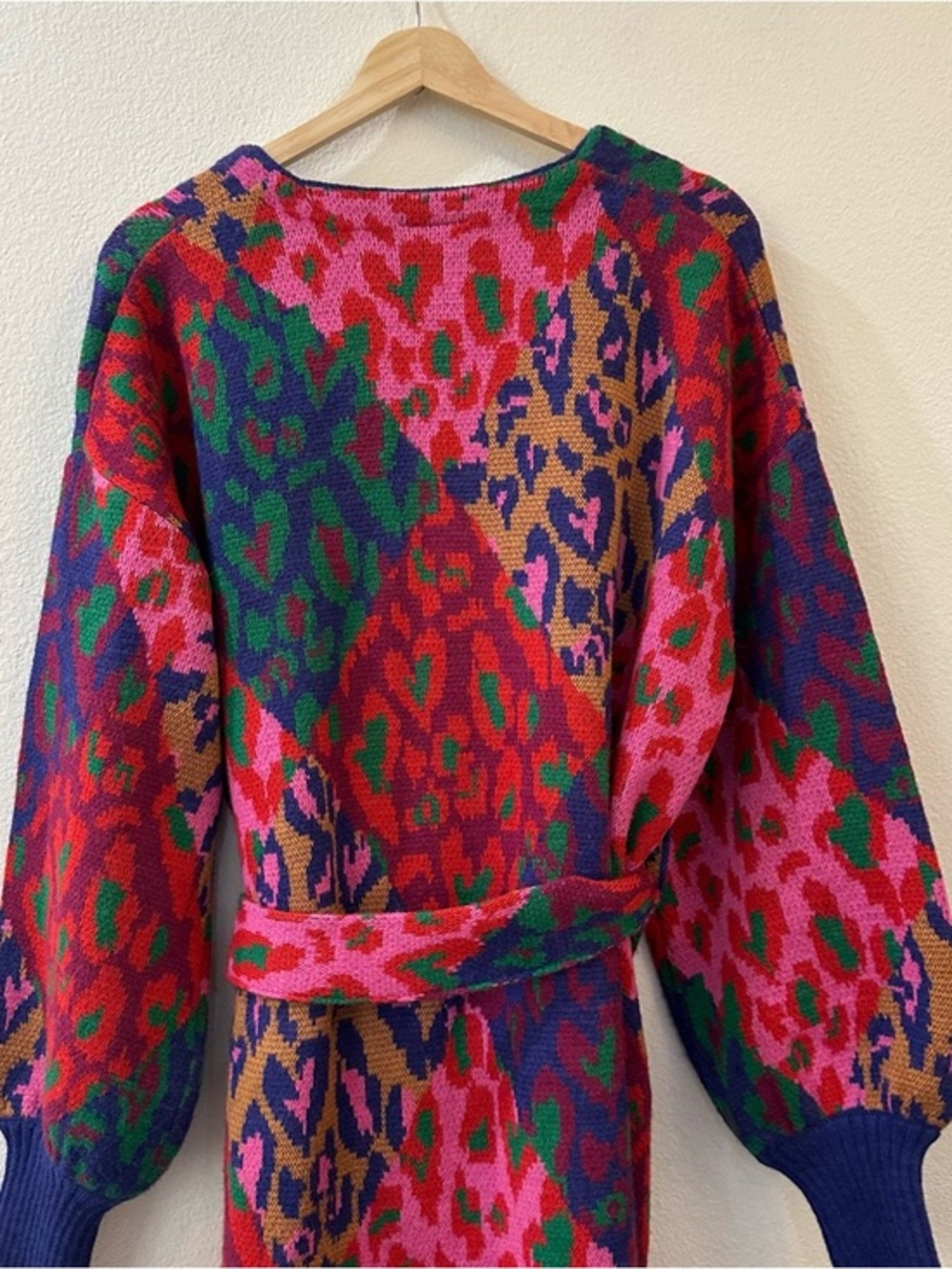 Farm Rio Colorful Animal Print Long Belted Cardigan Size Small - Picture 9 of 14